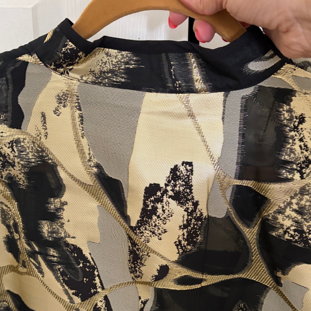 Ming Wang Black and Gold Abstract Metallic Open-Front Jacket - Picture 5 of 5